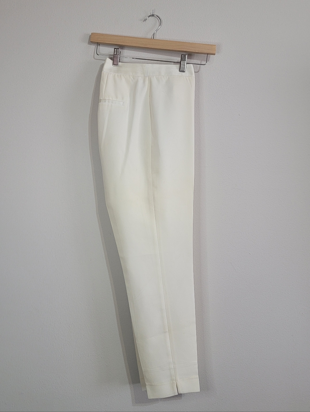Women's Cream Tailored Dress Pants - Slim Straight
